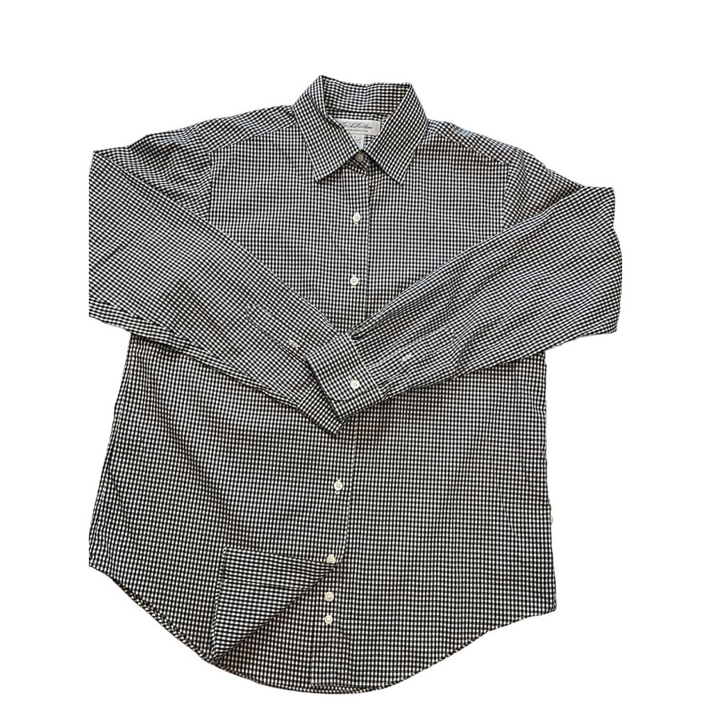 Brooks Brother Women's Size 8 Long Sleeve Black and White‎ Small Check Button Up